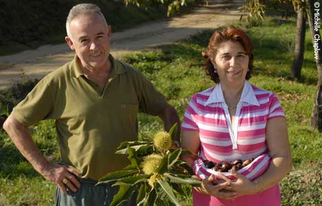 Day trippers Sebastian and Aracile collecting Chestnuts.