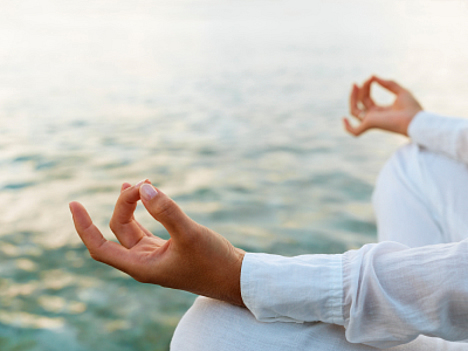 &copy; Michelle Chaplow Inner peace, Yoga by the sea in Andalucia