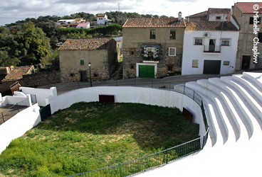 Unusual bullring, complete with wild flowers and local dwellings with a bird&acute;s eye view. &copy; Michelle Chaplow