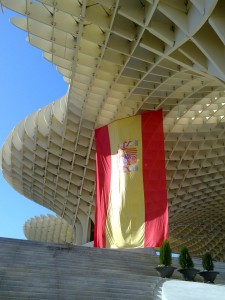 This time it's the Spanish <em>bandera</em>, plus a few token plants to add some colour to the monotone (the flags will be gone soon).