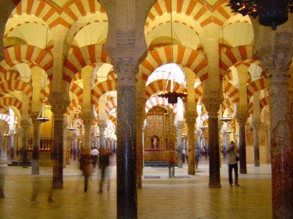 Arches in the Mezquita, a mosque now enclosed inside a cathedral.