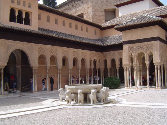 The Patio de los Leones in the Alhambra, Granada.