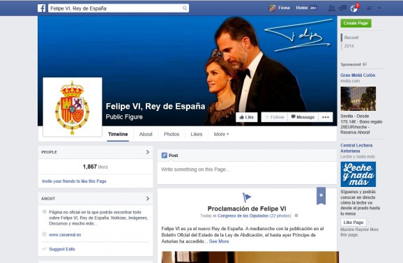 King Felipe VI already has his own Facebook page - a monarch for the Social Media age.