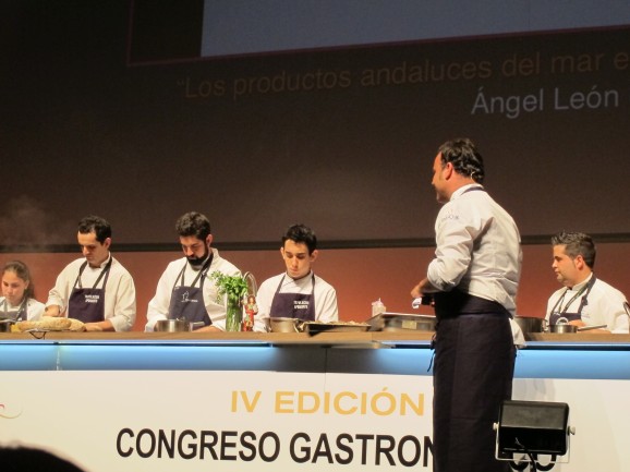 Angel Leon with the team from his restaurant, Aponiente - a well-oiled machine.