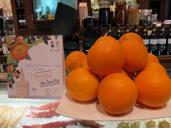 Orange on the bar at Casa Robles, one of the three bars where I sampled the Orange Days tapa yesterday.