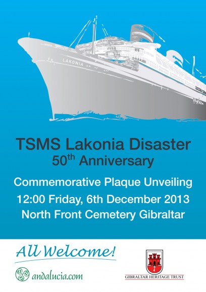 The Lakonia commemoration ceremony will honour those who died when the cruise ship caught fire in December 1963.
