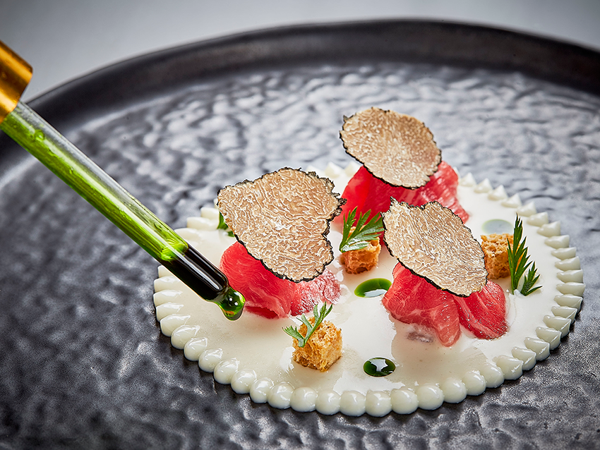 Juanlu, the chef-owner of LU in Jerez, uses traditional French sauces in his dishes.