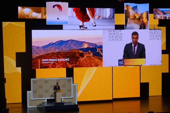 Pedro Sanchez mentioned that Spain received 83 million visitors in 2018.