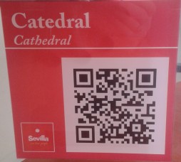 This is one of the plaques with a QR code which will soon be posted outside 100 of Seville's main monuments.