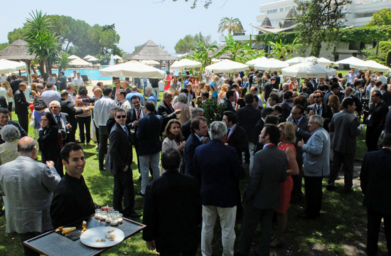 Networking lunch in the sunny gardens of Hotel Melia.