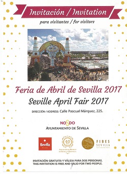 Invitation to caseta for tourists at Sevilla's Feria de Abril 2017.