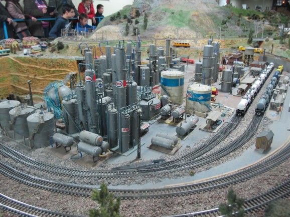 The oil refinery section of the spectacular ASAF model railway.