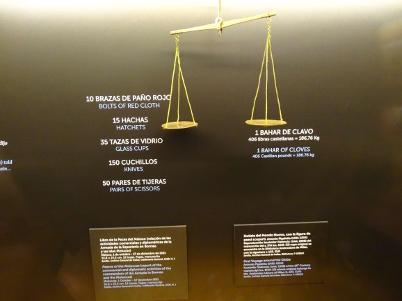 The relative trading value of the goods taken on board ship, and the spice which they brought home to Spain.