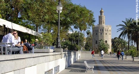 Seville city walls had 166 watchtowers and nine gates, the Torre de Oro can still be seen today. © Michelle Chaplow