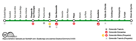 Map line 1 Sevilla metro Map line 1 Sevilla metro