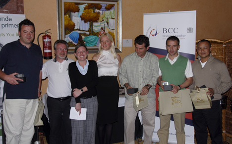 The runners up: Christopher Neil Delphin, Tony Sidebottom (BCCS), Charlotte Fraser-Pymme (BCCS), Valerie Broom (Lloyds TSB Spain), Jorge Taillefer, Adam Winter, Juan Tassara.