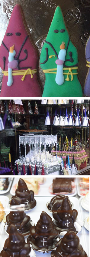 Delicious Semana Santa sweets (the hooded figures) are available in local pastelerias. ©Michelle Chaplow