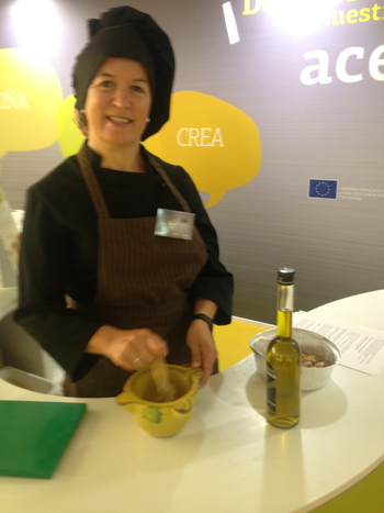 Crushing the Garlic for Ajo Aceite