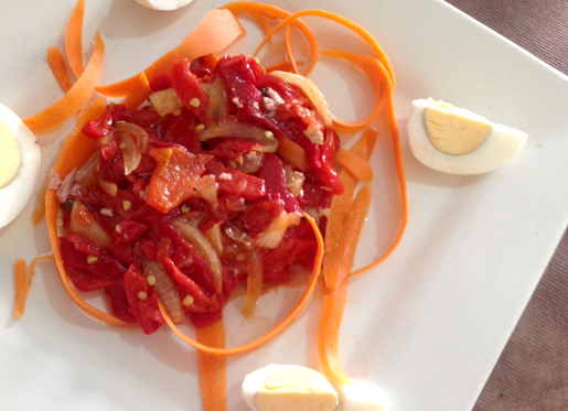 Ensalada de Pimientos Asados, Roast Pepper Salad.