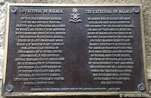 Information plaque outside Malaga cathedral. © andalucia.com