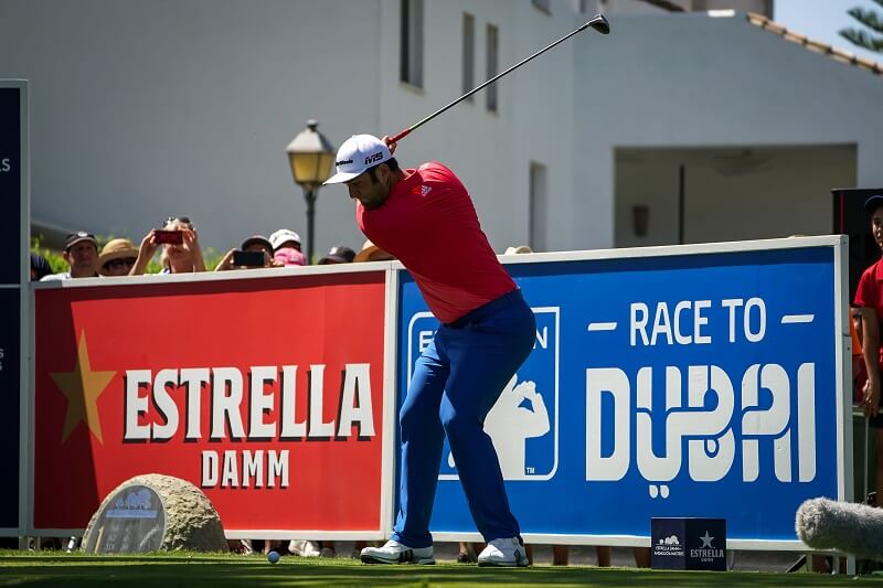 Jon Rahm teeing off during the third round of the tournament ©Real Club Valderrama Jon Rahm teeing off during the third round of the tournament ©Real Club Valderrama