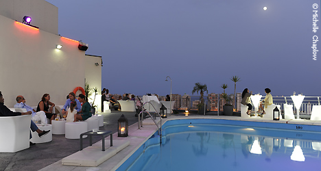 © Michelle Chaplow Chill out lounge on the top of the Hotel AC Malaga Palacio © Michelle Chaplow Chill out lounge on the top of the Hotel AC Malaga Palacio