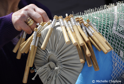 Lace making or 'encajes de bolillos'. © Michelle Chaplow
