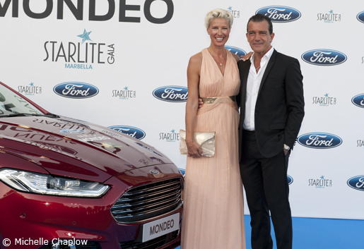 Antonio Banderas with friend Anne Igartiburu. © Michelle Chaplow