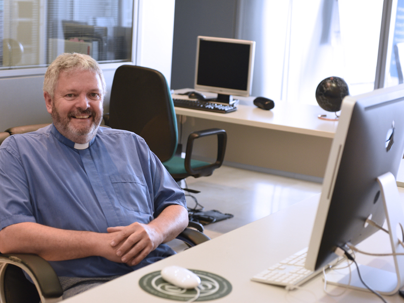 Reverend Adrian Low, very much at home in our offices. ©Michelle Chaplow Reverend Adrian Low, very much at home in our offices. ©Michelle Chaplow