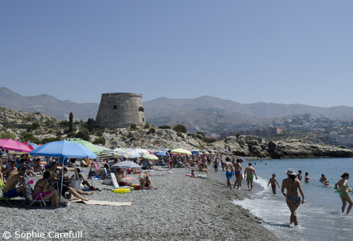 Playa del Tesorillo is the section of Playa de Velilla beneath the old watchtower. © Sophie Carefull  