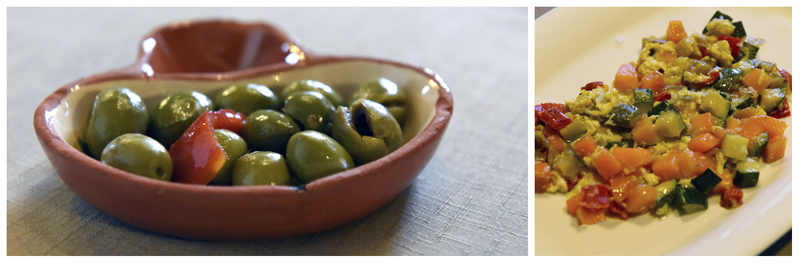 Olives from Andalucia with a melody of organic root vegetables and free range scrambled egg ©Michelle Chaplow Olives from Andalucia with a melody of organic root vegetables and free range scrambled egg ©Michelle Chaplow