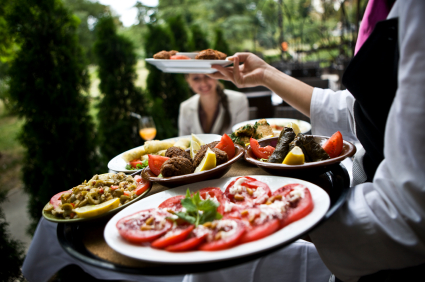 Eating tapas in a restaurant Eating tapas in a restaurant