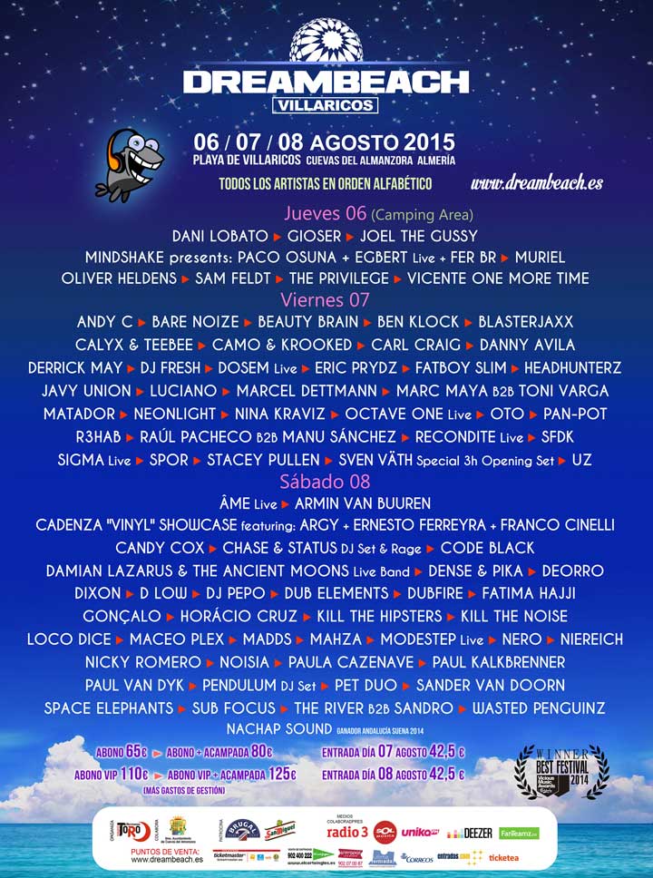 Dreambeach Festival 2015  line up poster