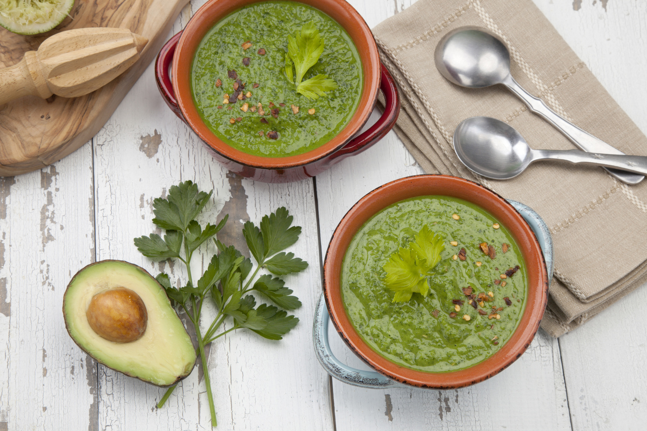 vocado gazpacho verde is smooth and refreshing, mixing creamy avocado with crunchy cucumber for the perfect summer snack © istock