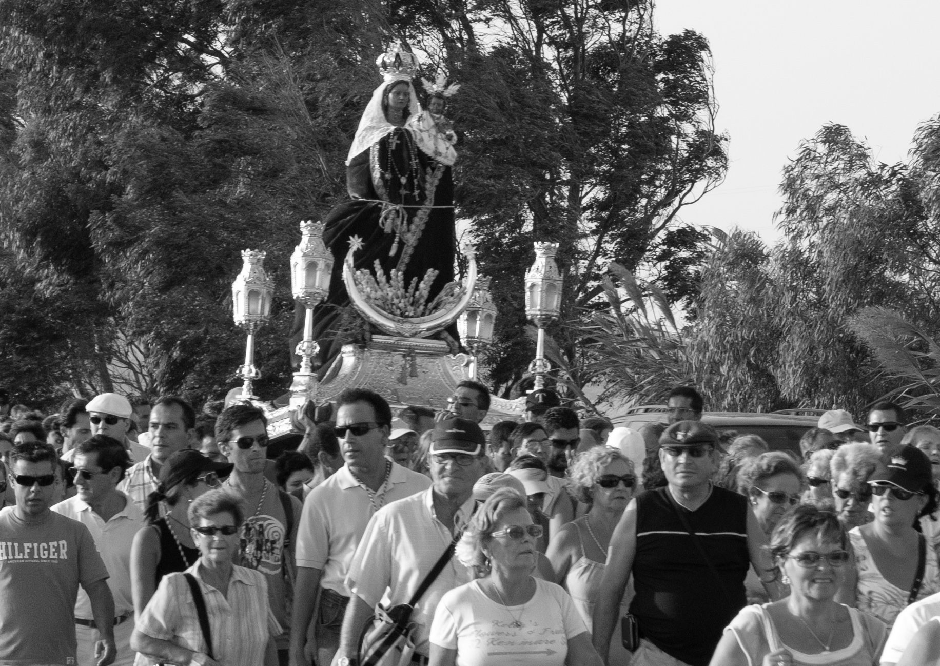 The Agricultural Cavalcade of Tarifa dates back to 1914,  the image of the Virgen de la Luz travels from the Sanctuary into of Tarifa town accompanied by riders on horseback and pilgrims. © Michelle Chaplow
