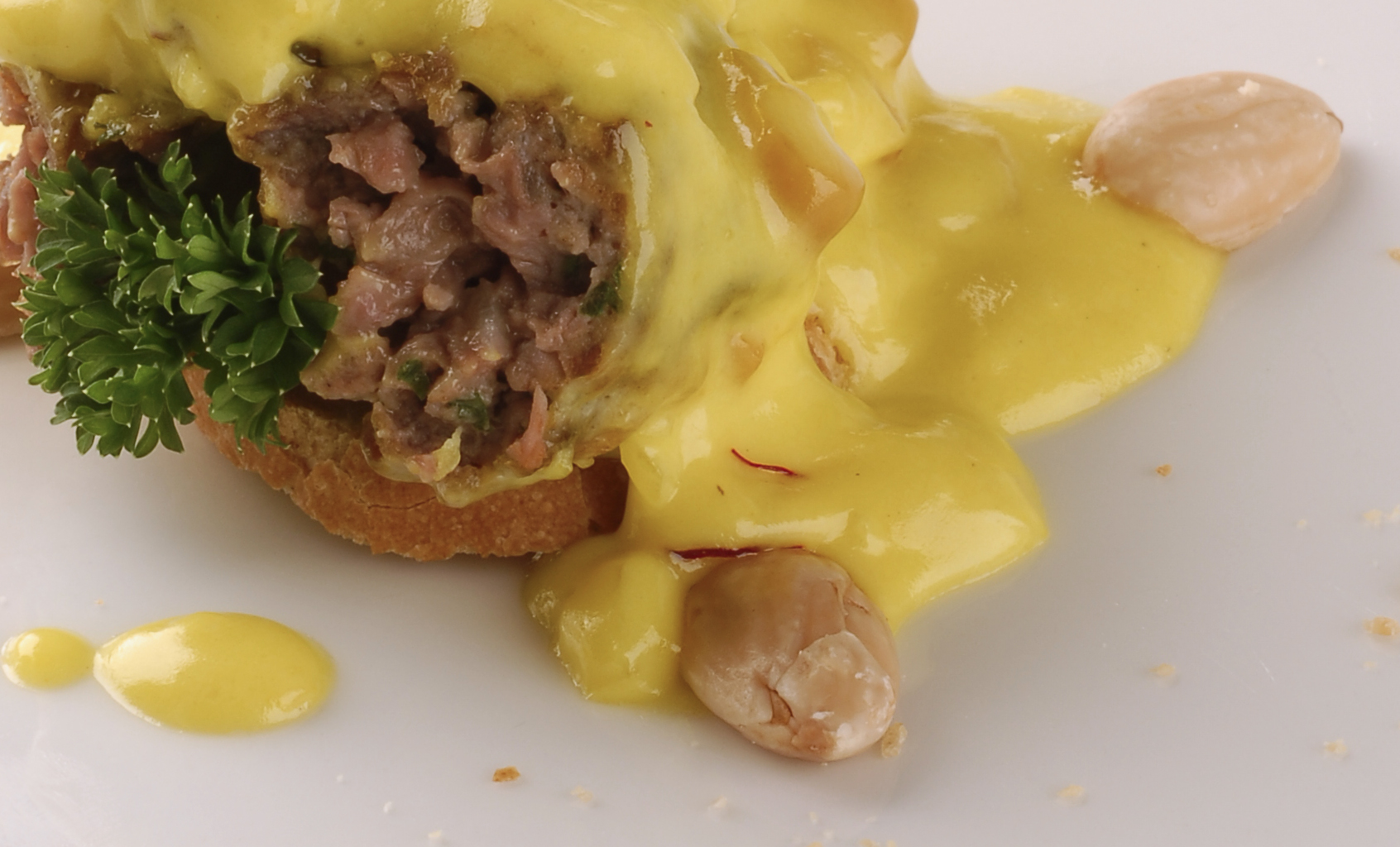 Meatballs in Saffron sauce &amp; Almond sauce © Michelle Chaplow