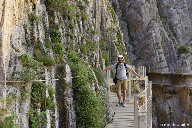 Barcley Spicer - Jenkins loving the Camino del Rey  © Michelle Chaplow