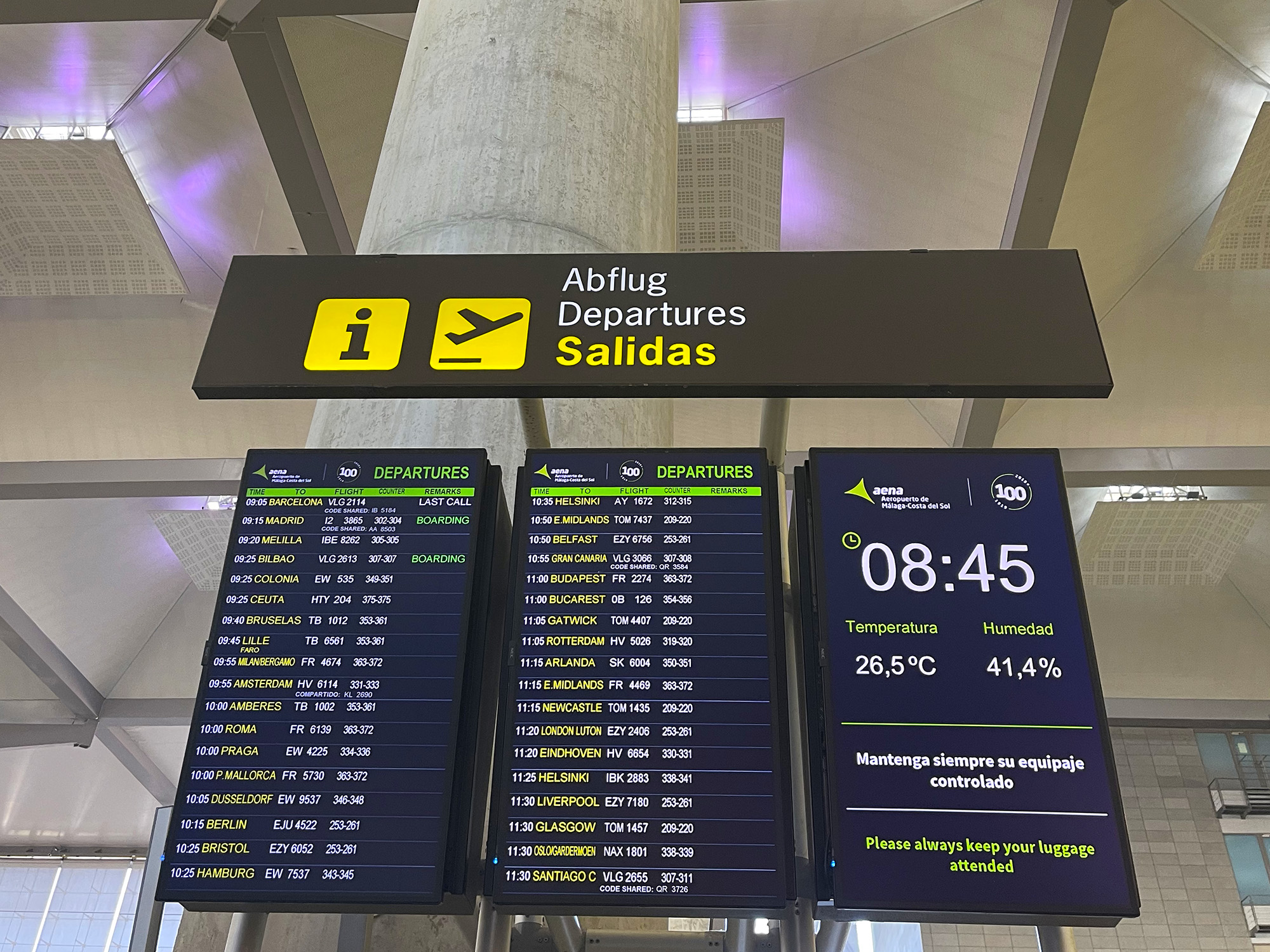 Flight Departures at Malaga Airport © Michelle Chaplow