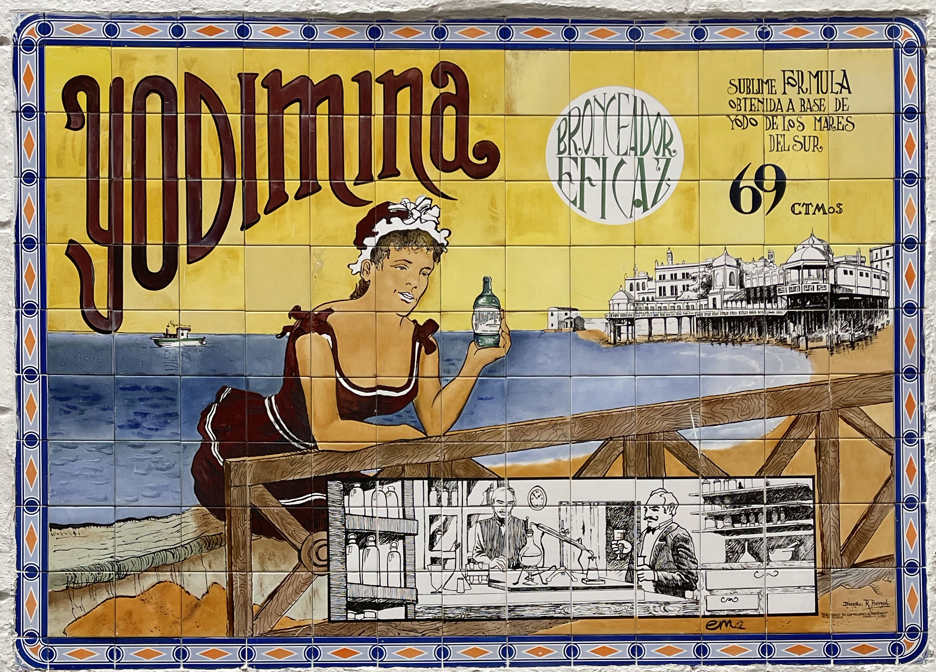 Vintage tiles advertising Yodamina sunscreen in Cadiz © Michelle Chaplow