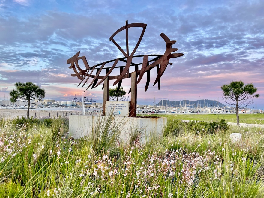 A sculpture in the Algeciras Marina - The Bay of Algeciras the crade of navigation for over 3,000 years