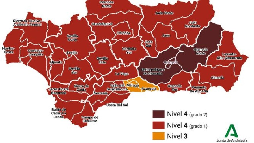 Levels of protection measures against Coronavirus in Andalucia from 24-11-2020 to 17-12-2020