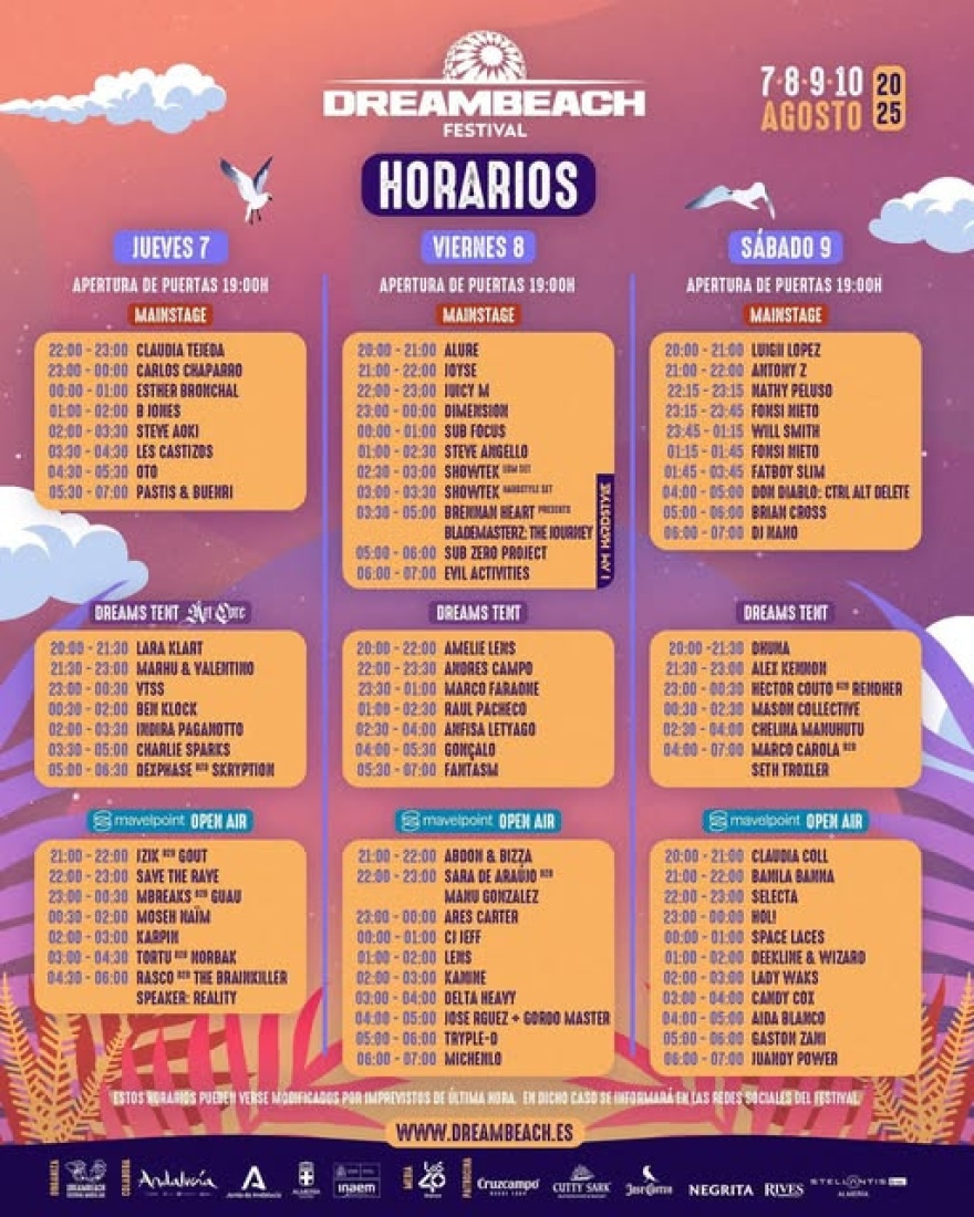 Dreambeach Music Festival 2025, Almeria. Setlist