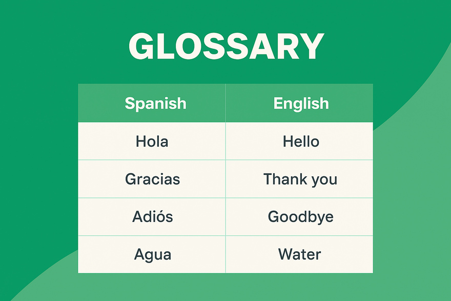 A glossary of Spanish terms 