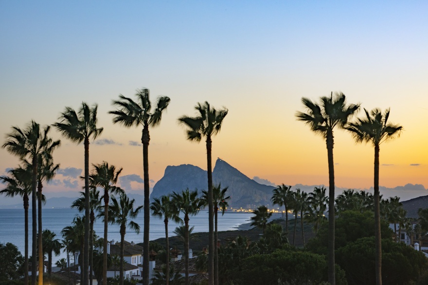 Alcaidesa, tropical palms and views accross the Mediterranean to Gibraltar  © Michelle Chaplow