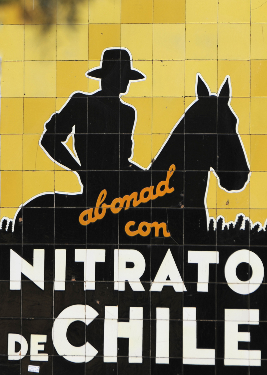 The famous ceramic tiled advert for Nitrado de Chile Almonaster la Real © Michelle Chaplow