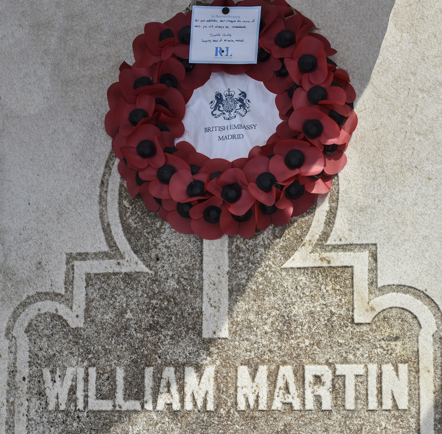 Poppy Wreath which reads "In Remembrance for contribution, that changed the course of WWII, you will always be remembered". From the Royal British Legion © Michelle Chaplow