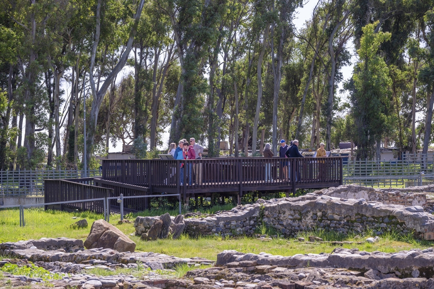 Explore the Paleochristian Basilica of Vega del Mar from elevated platforms featuring interpretation signs and drawings that offer a unique panoramic view of this fascinating archaeological site © Michelle Chaplow