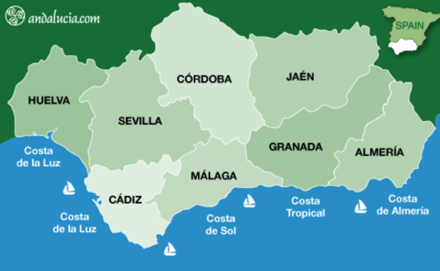 Map of the Southern Coast in Andalucia ©Andalucia.com