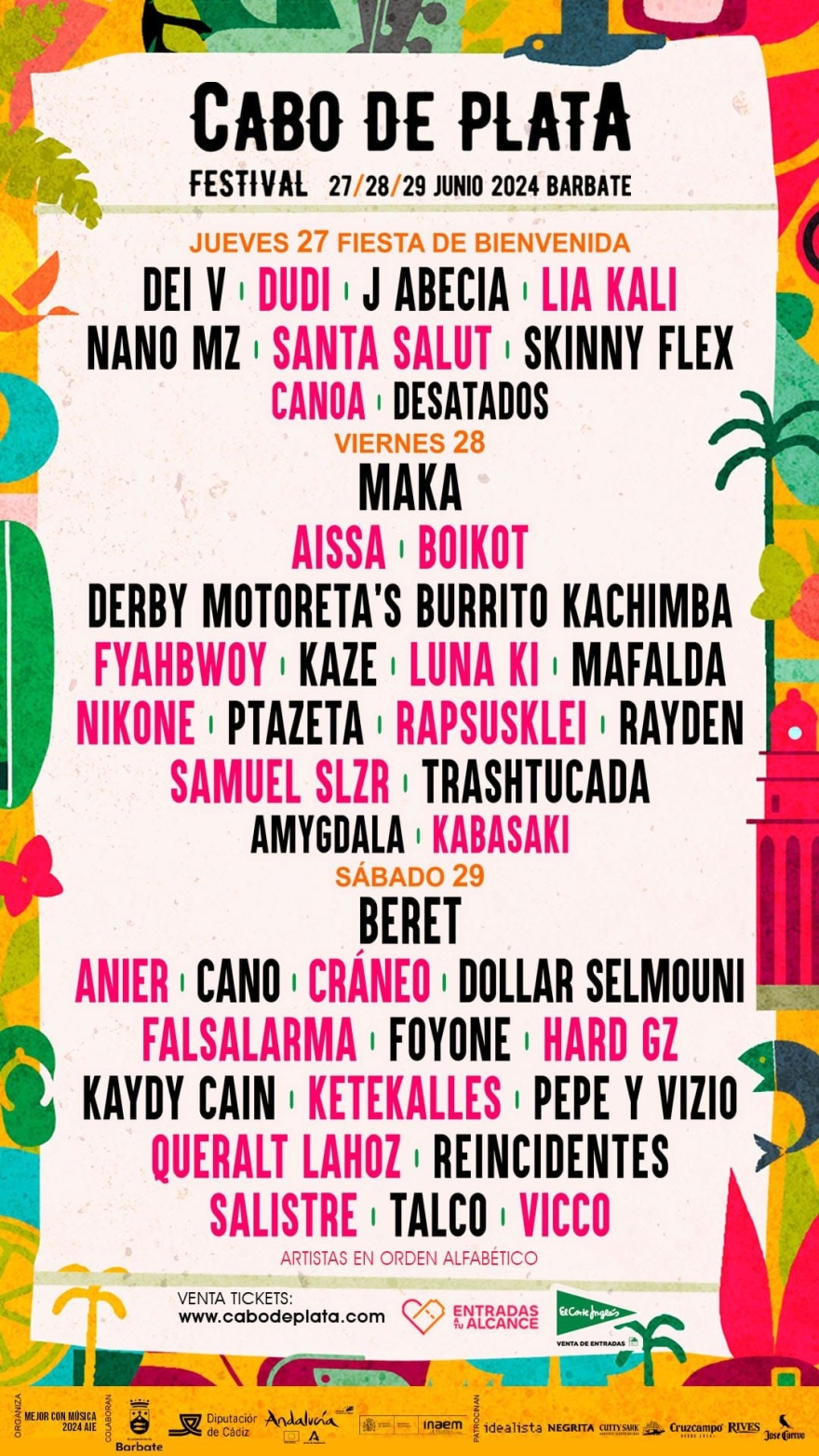 Cabo de Plata festival lineup in 2024