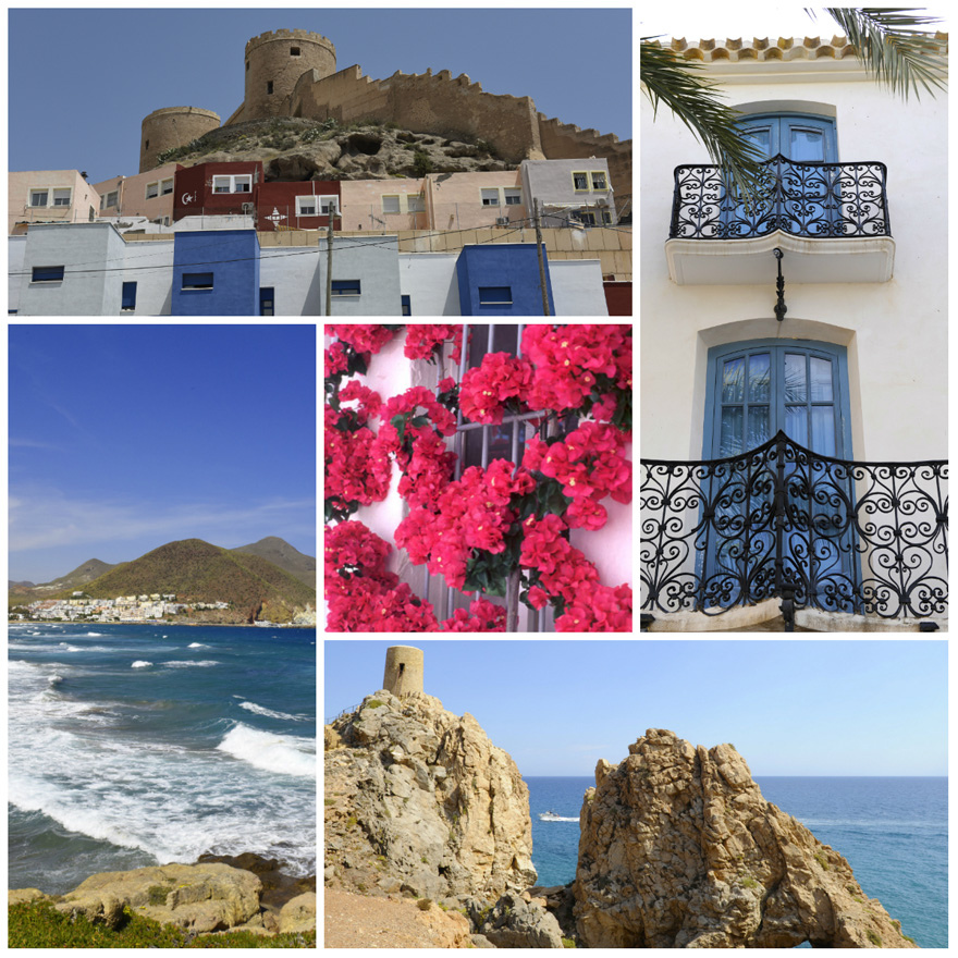 Almeria province clockwise: Almeria, Albox, Mojacar, San Jose and Viator © Michelle Chaplow